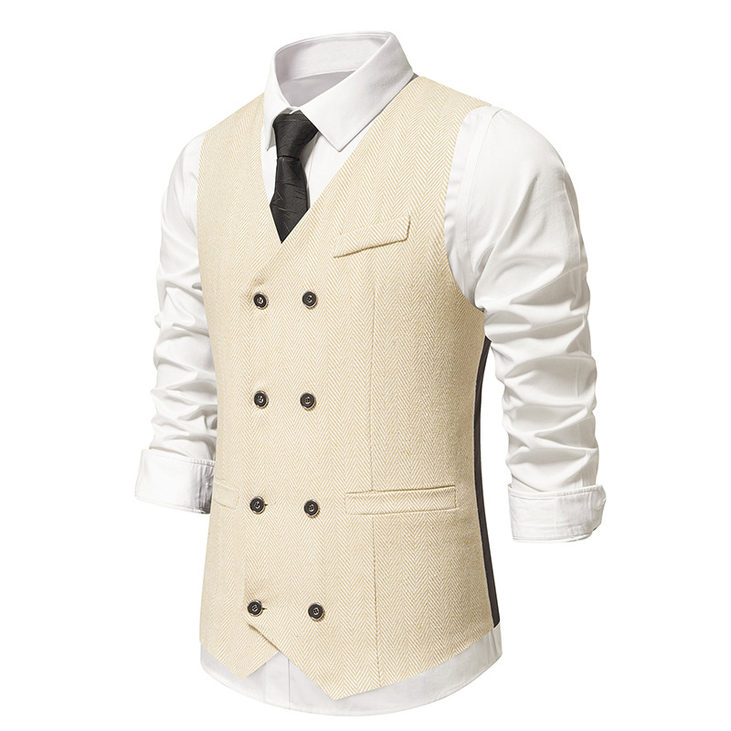 Vintage double-breasted tank top for men_voghion.com