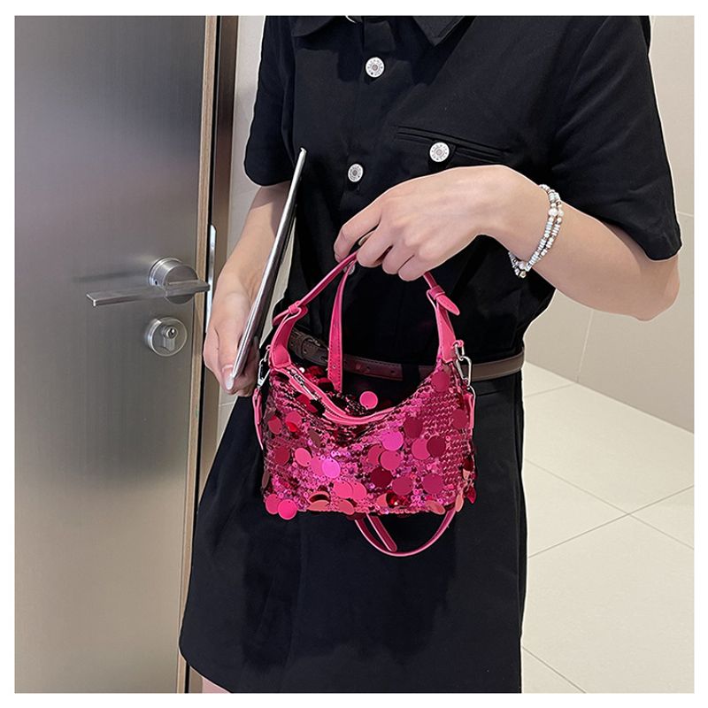 Modische kleine quadratische Tasche Damen im neuen ausländischen Stil 2024 mit Pailletten, Knödeltasche, vielseitige_voghion.com