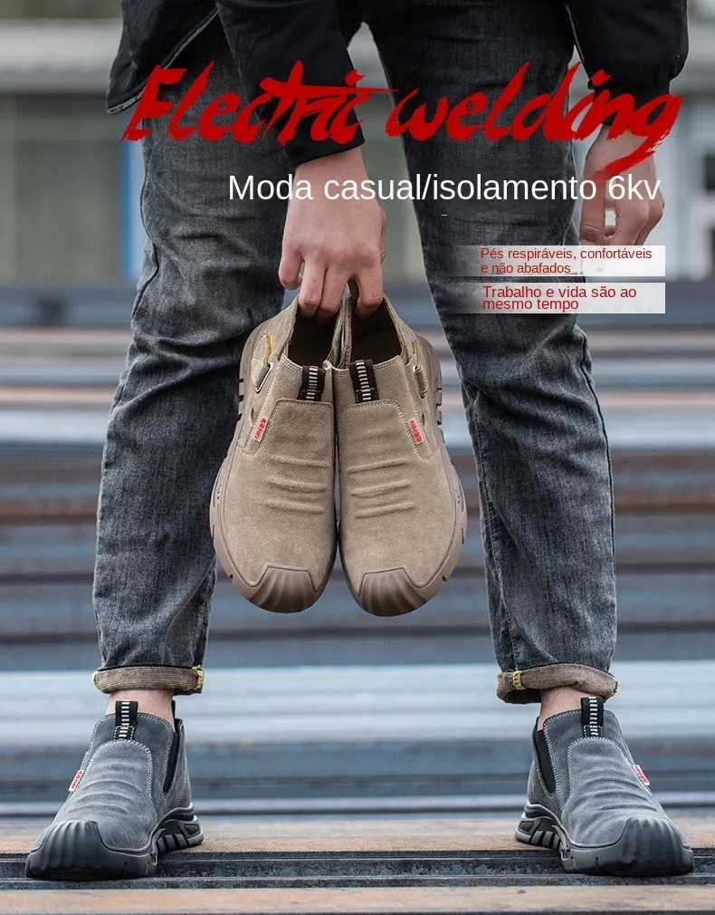 Chaussures de sécurité pour hommes, en cuir de vache, avec tête composite, anti-clou et antistatique, pour le soudage 241205_voghion.com