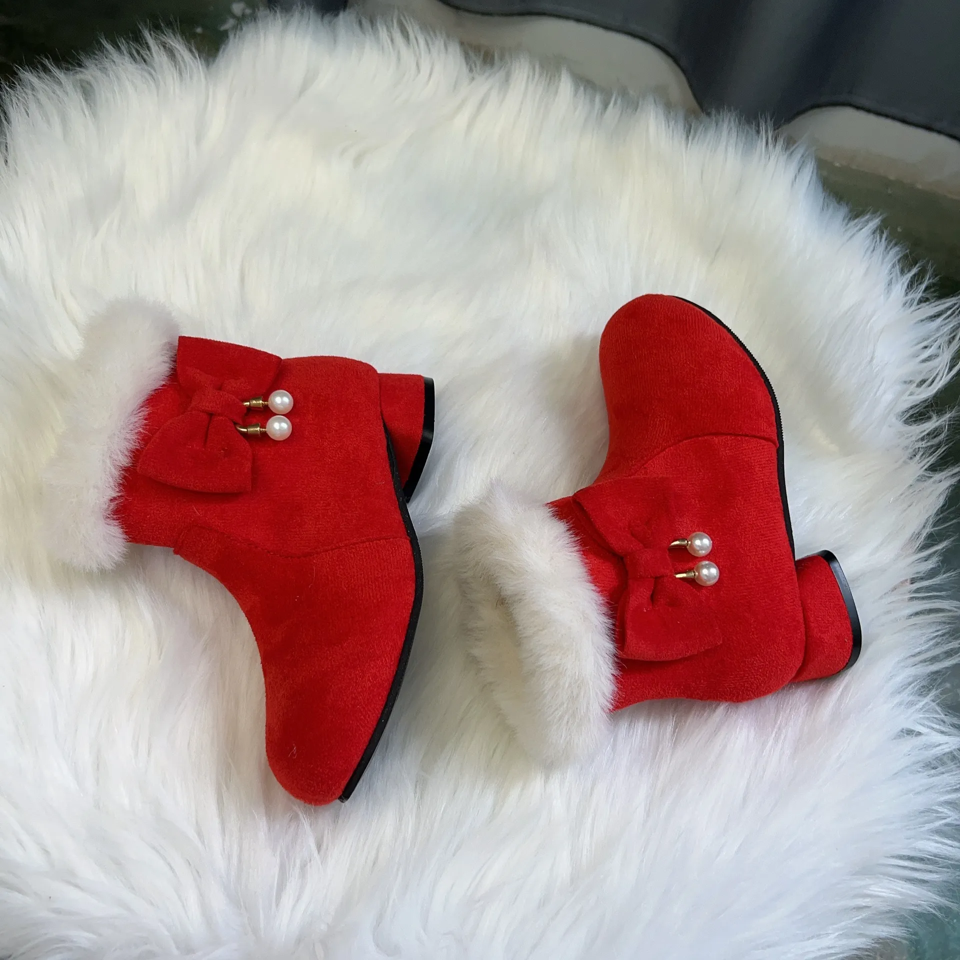 Kinder halten warme Prinzessin Baumwollschuhe Cutefeet für Mädchen Kinder Plus Veet Plüsch Schneestiefel Winterschuh für Mädchen_voghion.com