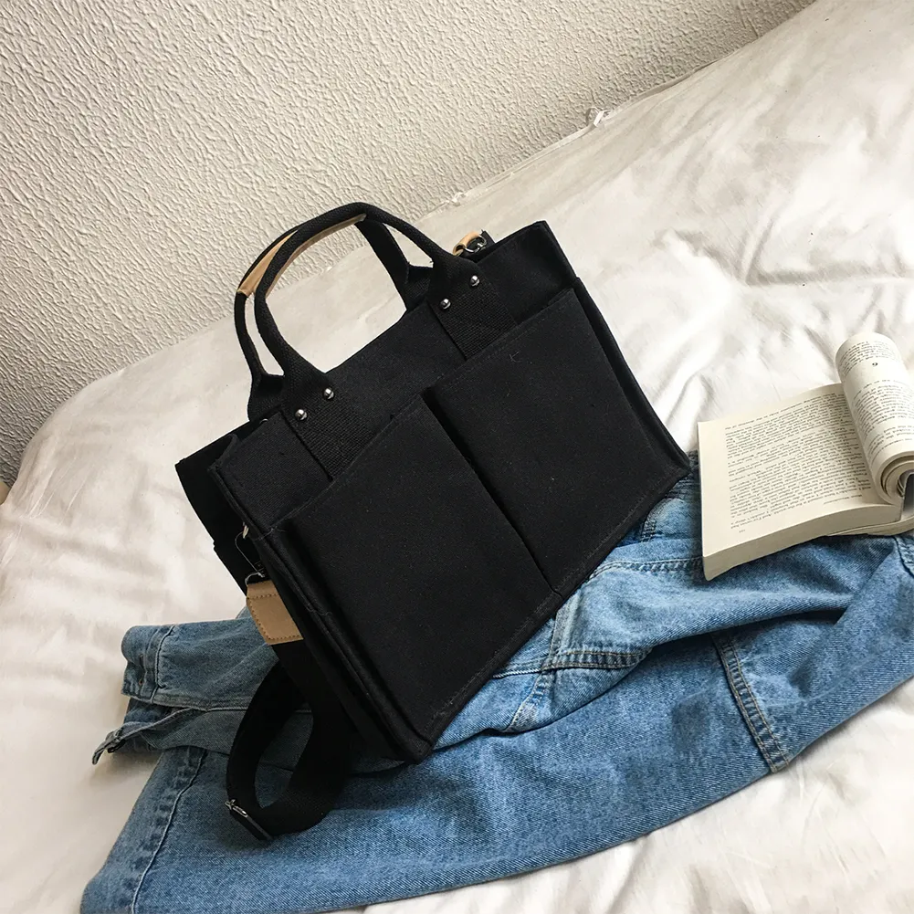 Borsa a tracolla in tela, alla moda, con manico superiore, grande capacità, multitasche, tracolla regolabile, semplice e portatile per il fine settimana_voghion.com