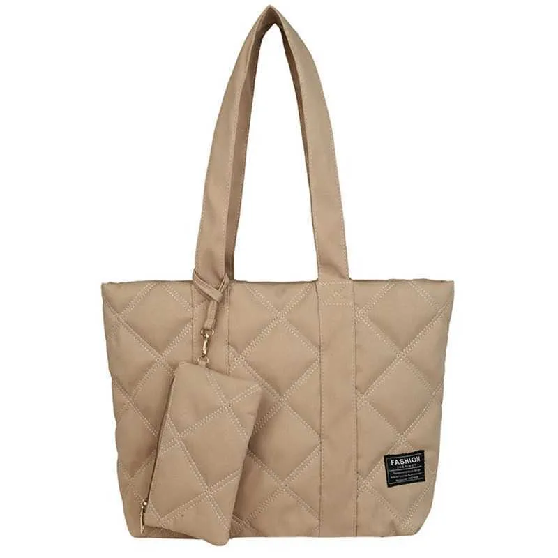 Sac à main pour femme automne/hiver mode losange espace coton costume sac à bandoulière grande capacité couleur unie tout-assorti_voghion.com