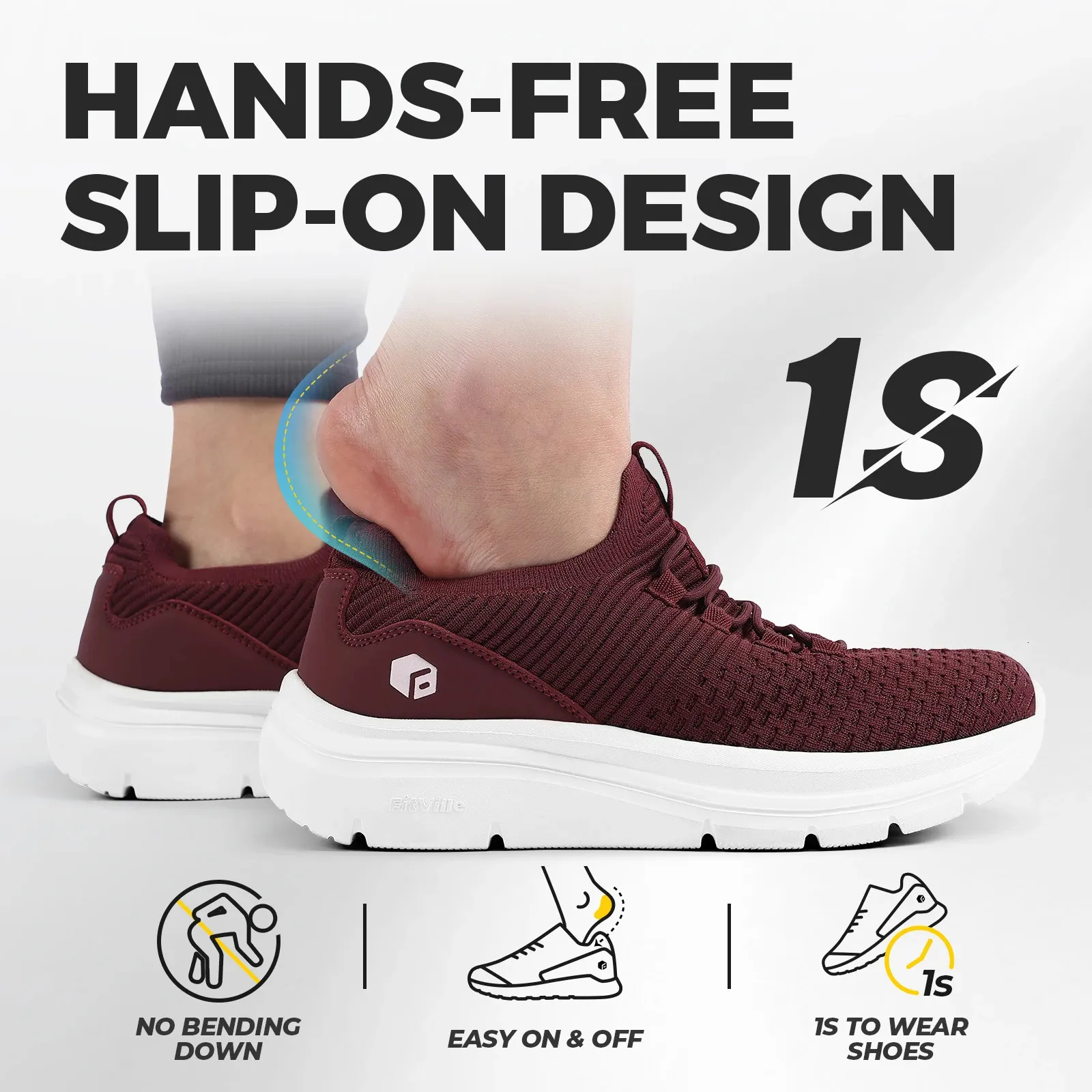 Pantofi FitVille pentru femei, pantofi sport fără mâneci, ușori, cu lățime largă, pentru picioare plate, fasciită plantară, ameliorarea durerii de călcâi_voghion.com