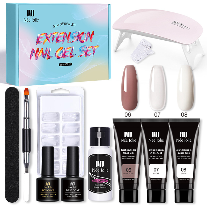Nee Jolie 15ml Nail Extension Gel Set - Paperless Quick Crystal Extender | Color Box Packaging_voghion.com
