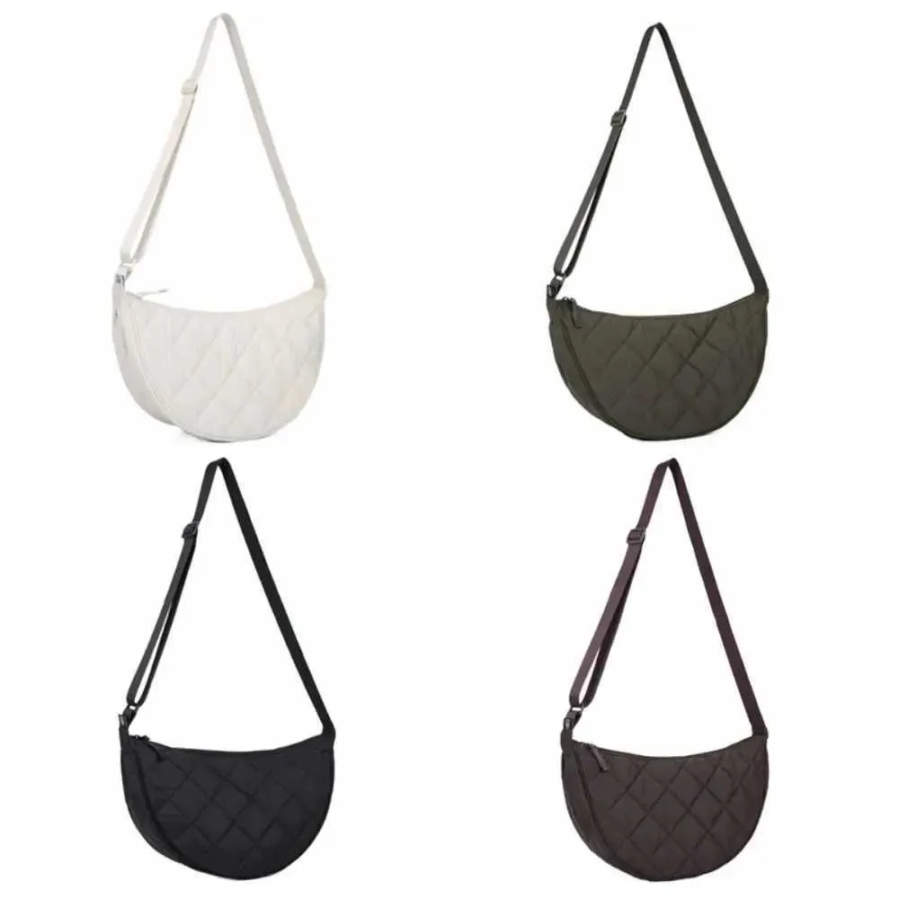 Borsa a tracolla in nylon con tracolla regolabile, imbottita, trapuntata, a quadri, portatile, tinta unita_voghion.com