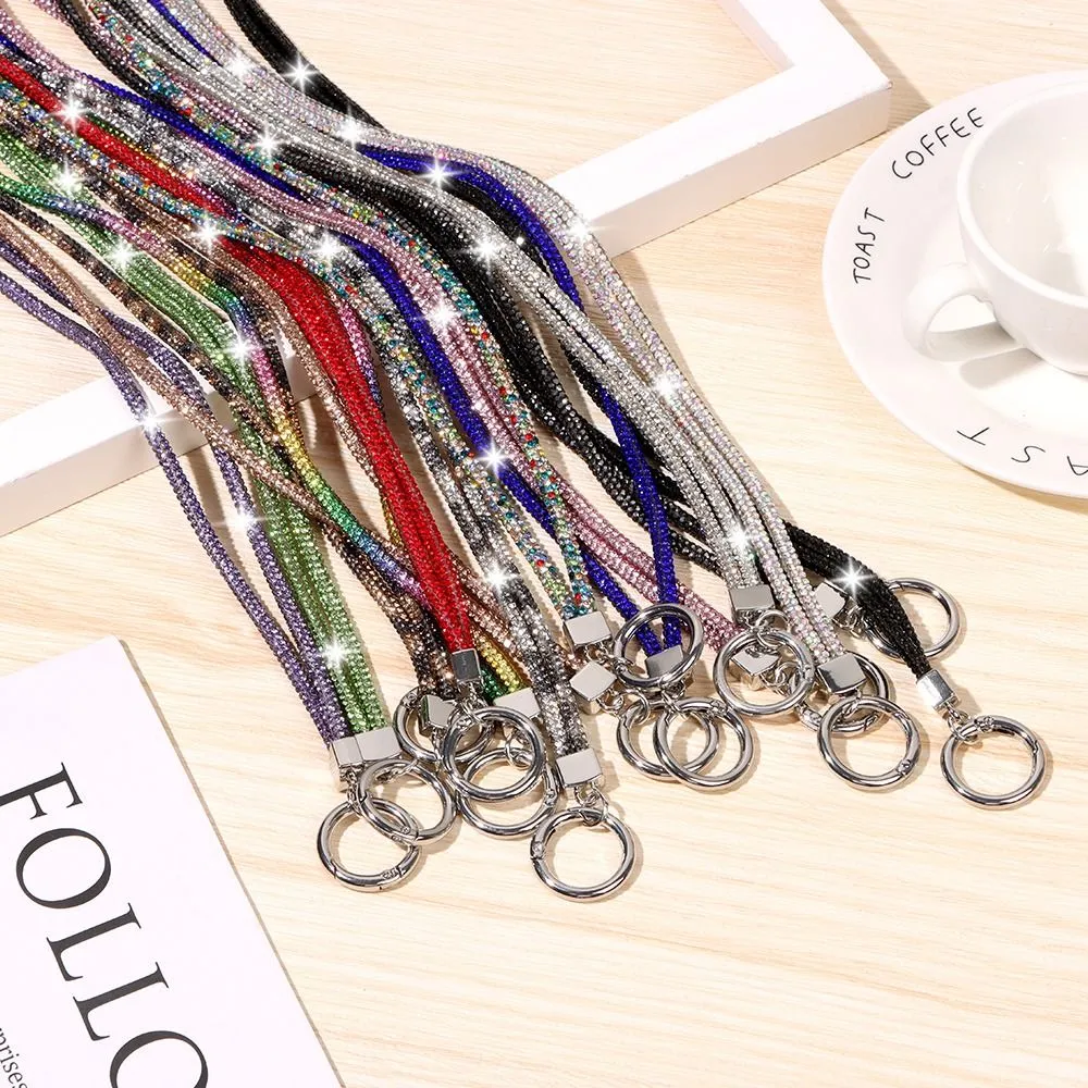 Portachiavi con brillantini, cristallo scintillante, corda anti-smarrimento, cordino per appendere, cordino per telefono con strass_voghion.com