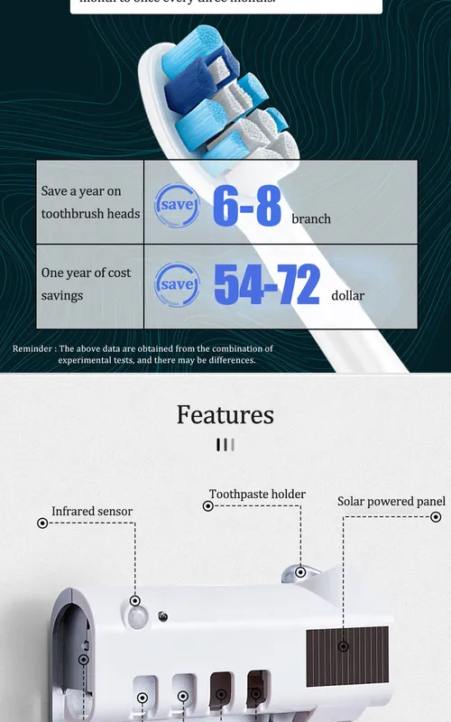 Toothbrush Holders Toothpaste Dispenser Solar Energy Bathroom Storage Box Multifunction USB Charge_voghion.com
