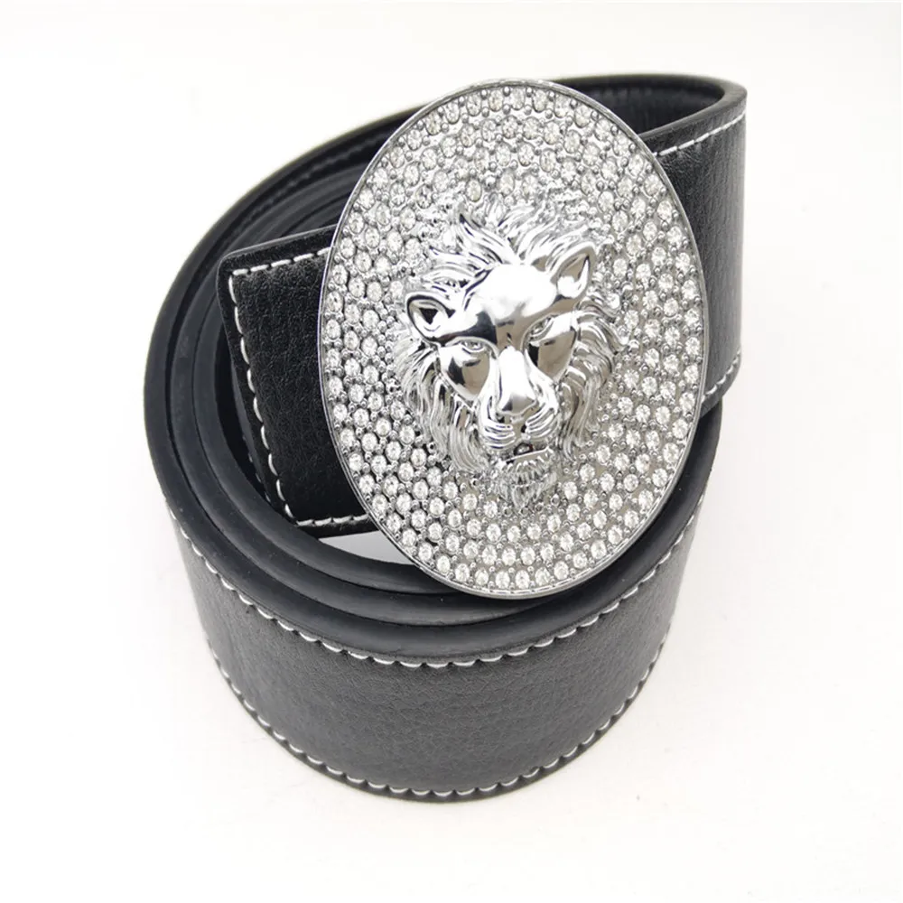 Marke Diamant mit Löwenschnalle Gürtel für Männer und Frauen Designer Leder Mode Taille Gürtel gute Qualität_voghion.com