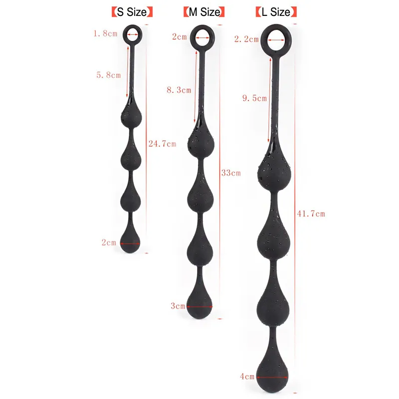 Juguetes anales de silicona con cuentas grandes, tapón sexual largo, anales, bolas, dilatador de ano, extensor, masajeador de próstata para Gay M_voghion.com