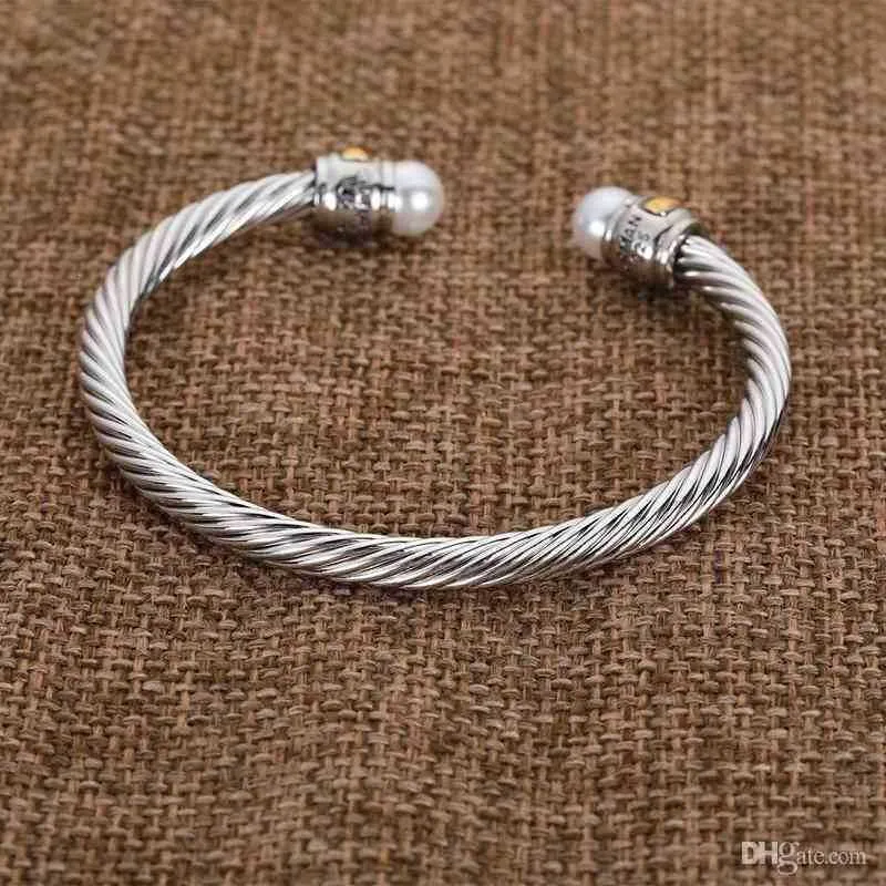 Bracelet jonc perle et câble torsadé en cuivre doré pour tous_voghion.com