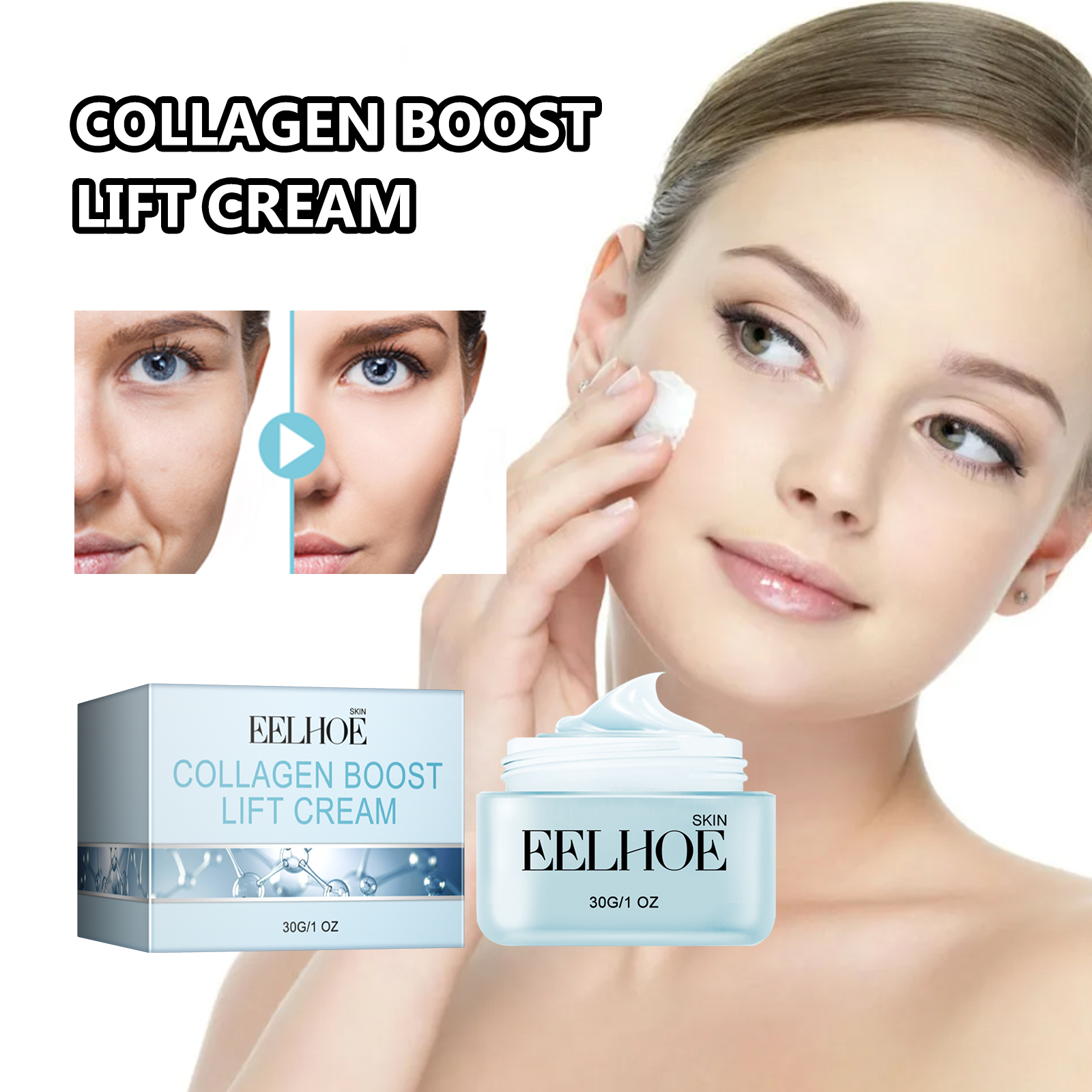 EELHOE Collagen Boost Lift Cream, Lighten Wrinkles By Moisturizing And Firming Skin Anti-Aging Cream_voghion.com