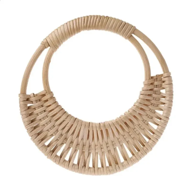 Borsa a mano in rattan intrecciato con manici di ricambio per tracolla per borsa fai da te, accessori per borse in bambù retrò 240731_voghion.com