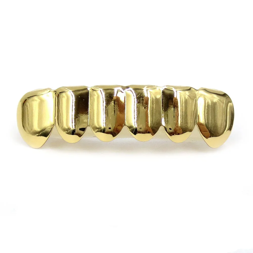 Echtes Gold Vampirzähne Fang Grillz Punk Hip Hop CZ Cubic Zirkon Poker Buchstaben Iced Out Dia Grills Zahnspangen Zahnkappe_voghion.com