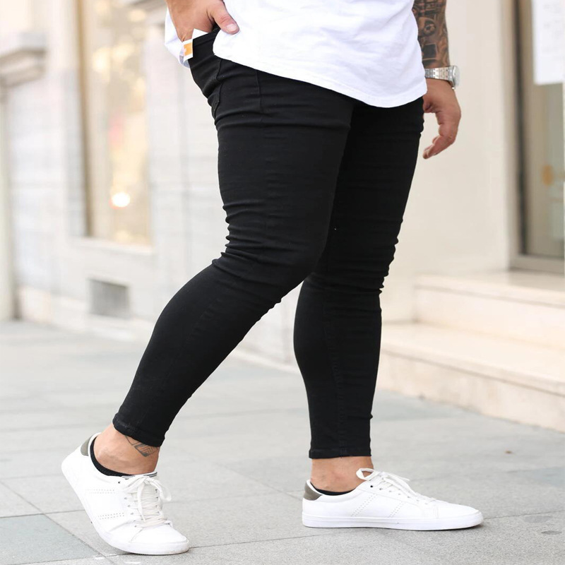 Jeans da uomo di alta qualità, classici neri, elastici, attillati, a gamba piccola, nuovo stile_voghion.com