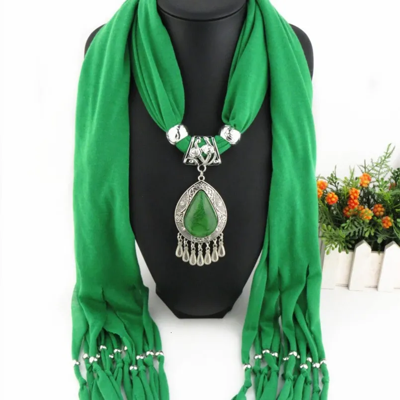 Pendentif goutte d'eau en résine polyester pompon jersey ethnique écharpe accessoires_voghion.com