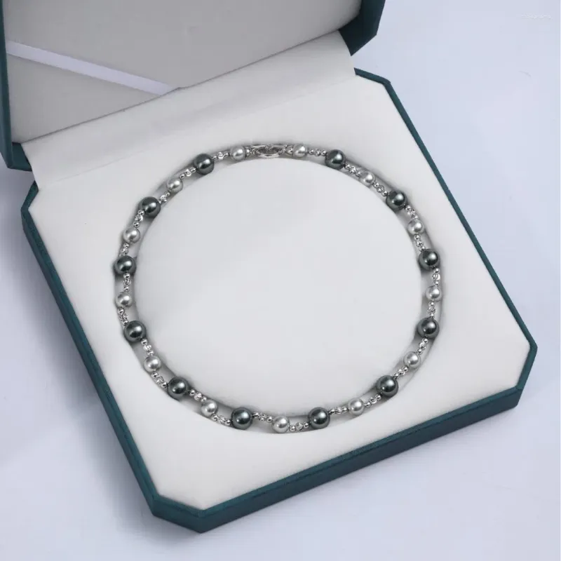 Cadenas de perlas reales de Tahití francesas de cambio gradual, collar de moda para mujer, cadena de clavícula versátil de alta gama_voghion.com
