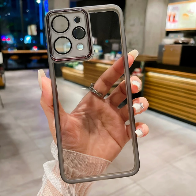 Effen kleur doorzichtige telefoonhoes voor Xiaomi Redmi Note 12S 11S 11 12 13 Pro Plus Transparante siliconen TPU lenscover achterkant_voghion.com
