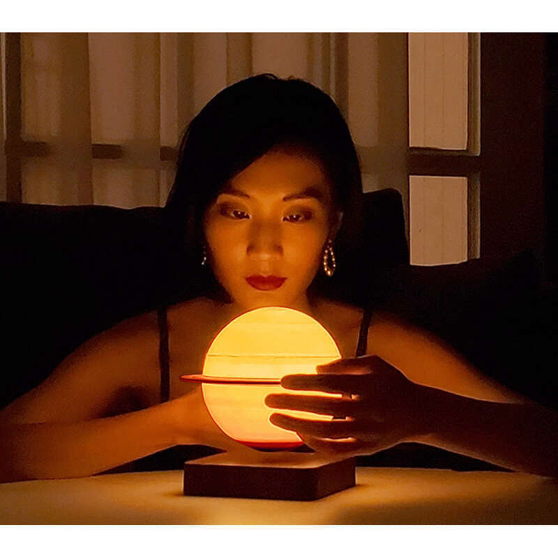 3-color LED Light 14cm Palm Star River Atmosphere Bedhead Bedroom Maglev Saturn Desk Lamp Ornament_voghion.com