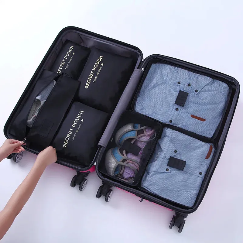 7 Teile/satz Reise Lagerung Taschen Hause Reißverschluss Digitale Daten Kabel Organizer Für Kleidung Schuh Lage Verpackung Cube Koffer Ordentlich_voghion.com