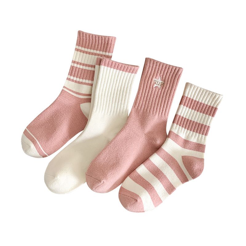 Solid color cotton for children, winter rabbit cashmere, thick midsole women's s, striped embroidery, high elastic_voghion.com