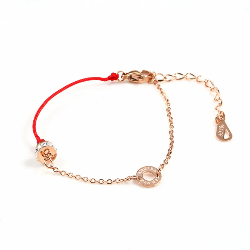 Charm-Armbänder mit römischen Ziffern, modisches Design, verblasst nicht, Kristallkreis, Titanstahl, Armreif für Frauen, Rose_voghion.com