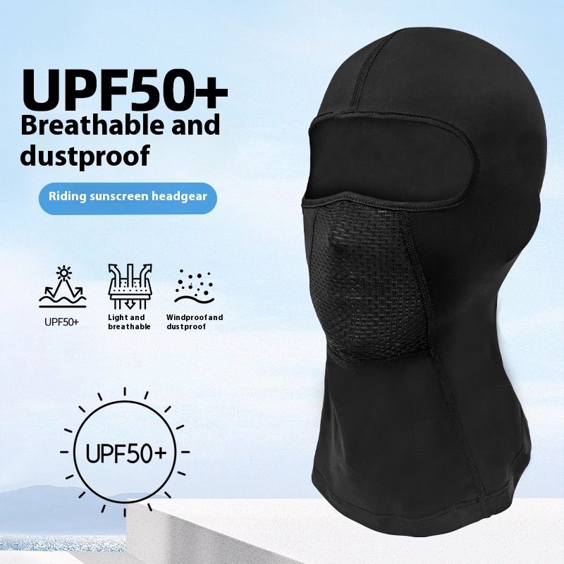 Ice Silk Black Summer Mask voor heren Outdoor motorrijuitrusting Nekbescherming, winddichte zonnebrandcrème Hoofd_voghion.com
