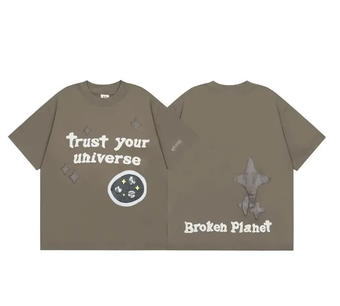 BROKEN Sommer Herren PLANETS Ärmel High Street Casual Rundhals T-Shirts Männer Teesdesigner T-Shirt Schaum Druck Broken_voghion.com