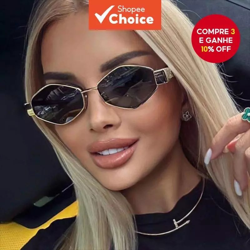 Women's Polygonal Sunglasses Metal Frame Fashion Sun Glasses_voghion.com
