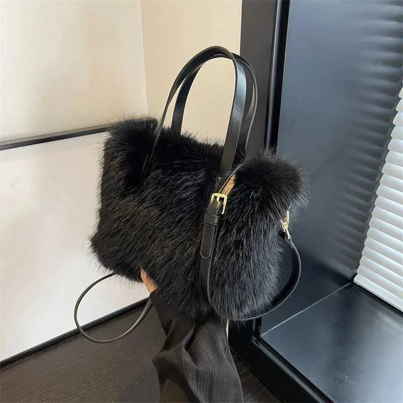 Designer Bag Artificial fur bucket plush design womens handbag soft winter cross body shoulder bag Bolsa Feminina 2025_voghion.com