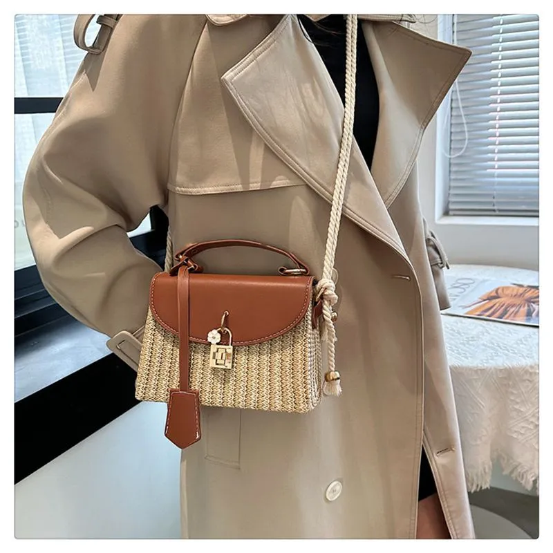 Borsa a tracolla singola in tessuto con trama premium quadrata piccola, con spedizione gratuita, 2025, nuova moda per pendolari_voghion.com