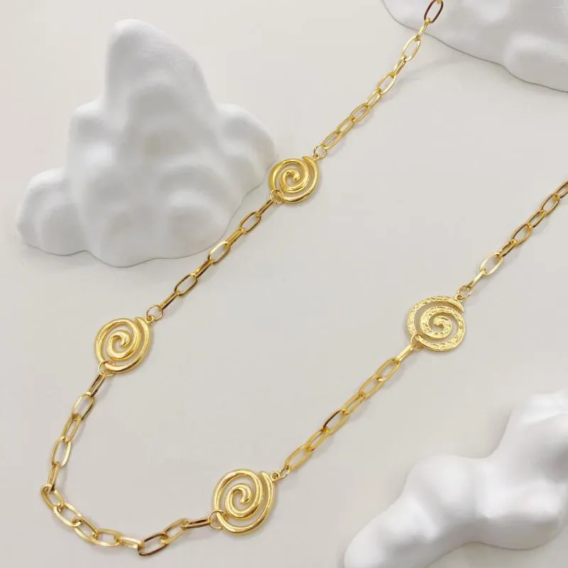 Chaînes YVE Mode Vintage Tempérament Collier En Acier Inoxydable Plaqué Or 14K Spirale ing Hip Hop Tendance Chaîne De Pull_voghion.com