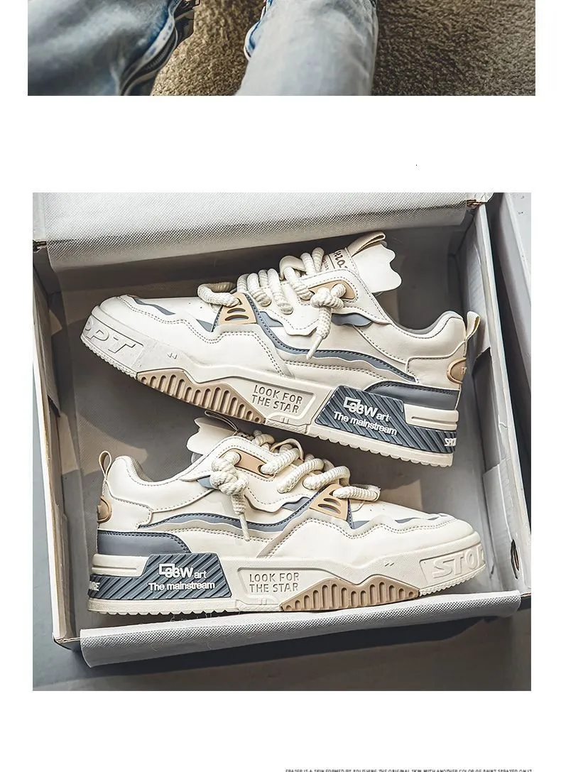 Grote vrijetijdssport heren dikke zool hoogteverhogende leren oppervlakte 46 maat boardschoenen_voghion.com