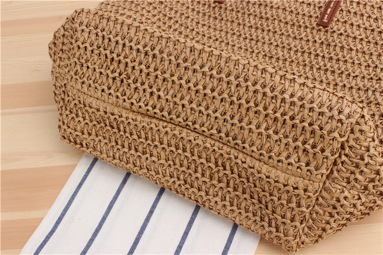 Borsa a tracolla singola in paglia intrecciata semplice e tinta unita, borsa intrecciata per pendolarismo quotidiano, tempo libero, vacanza, borsa da donna_voghion.com