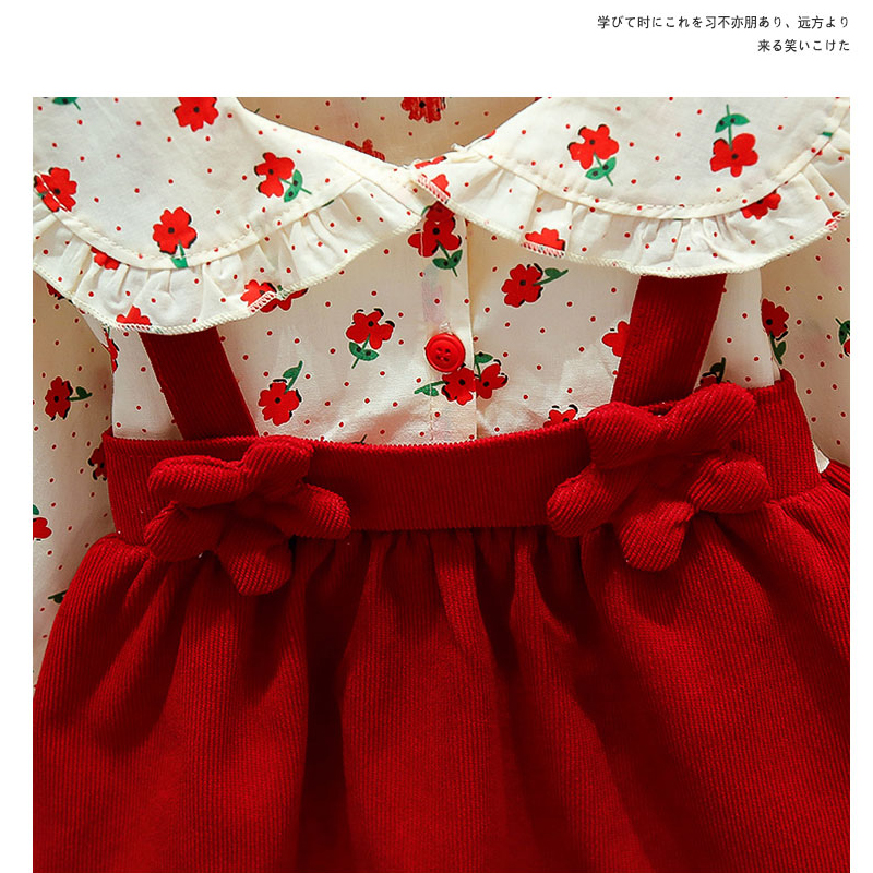 Herfst Babykleding Babymeisje Jurk Katoen Lange Mouw Bloem Gedrukt Schattige Pop Kraag Jurk Kinderen Uitje Kleding_voghion.com