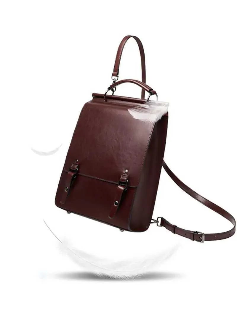 Vintage Lederrucksack Für Damen Klassischer College Stil Rucksack_voghion.com