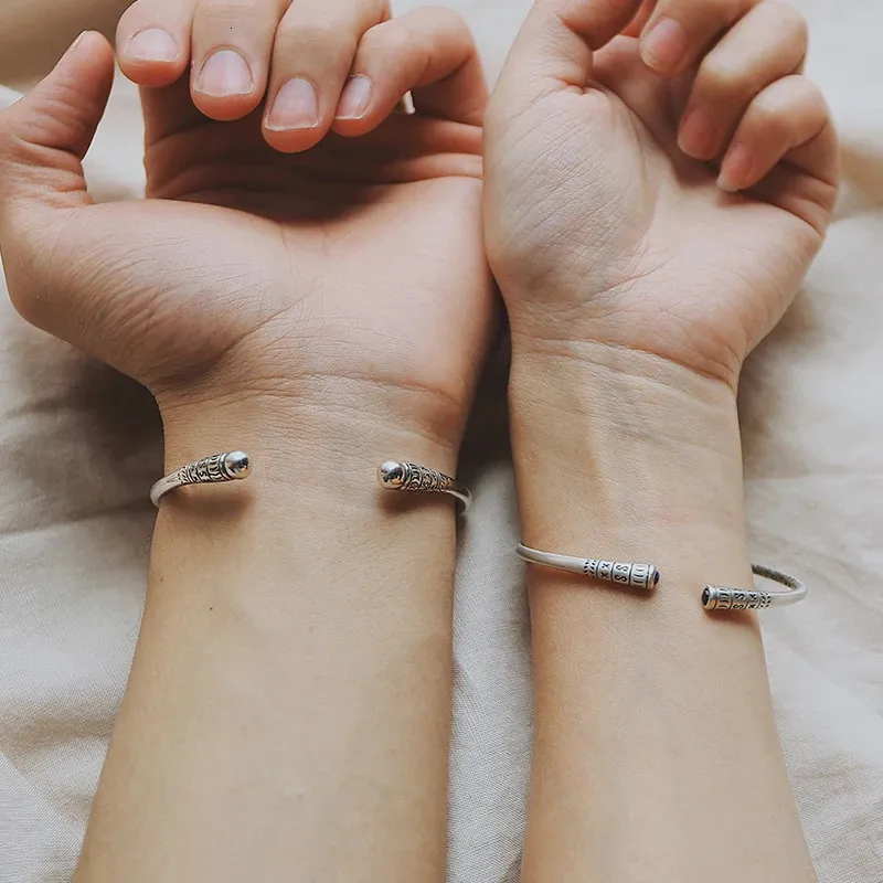 Sterling Silver Bangle Bracelet Classic Minimalist Jewellery_voghion.com