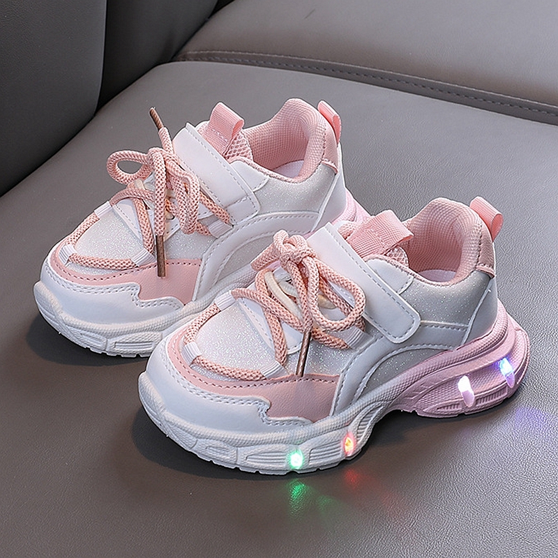 XUANMU Kid's Led Light Shoes Fashion Boys Sneakers Girls Brand Design Casual Shoes Breathable Children Sport Shoes X109B