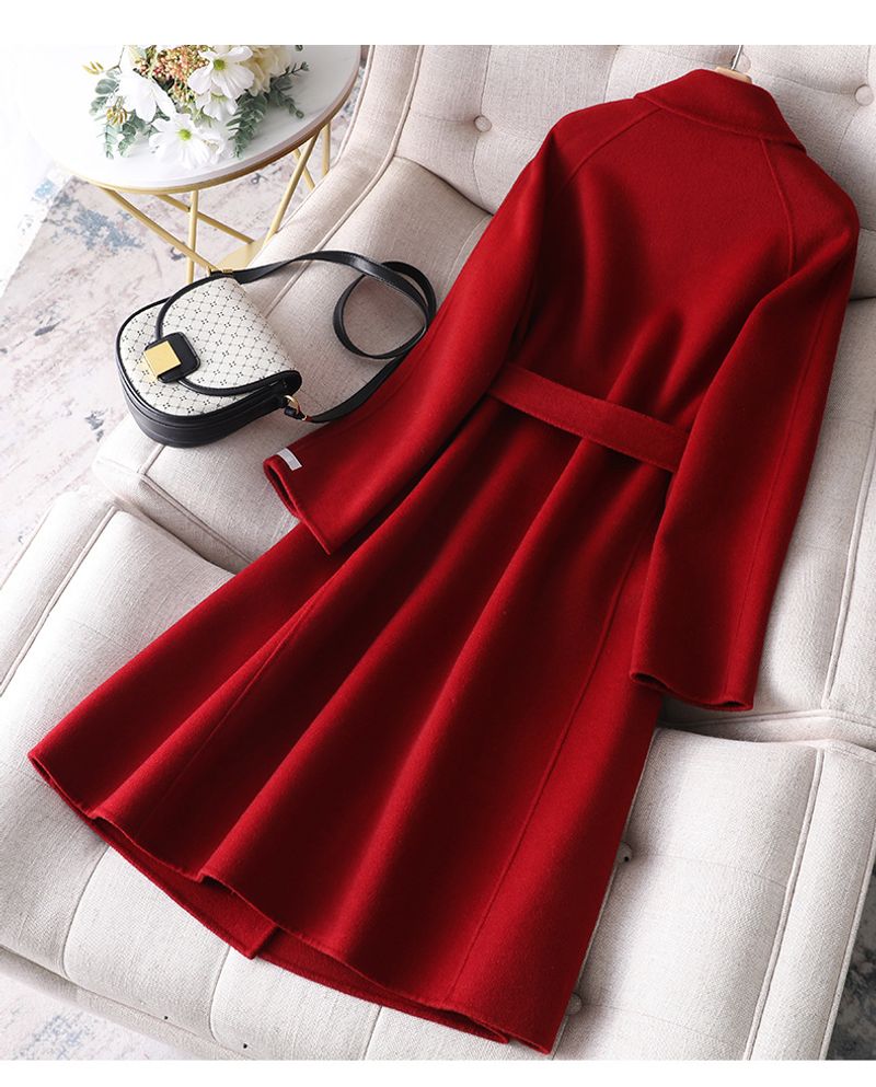 Women's Clothing large size slim women's medium and long new Korean woolen coat double faced cashmere_voghion.com