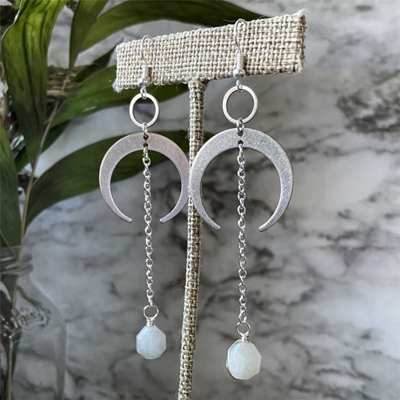 Orecchini Agata + Orecchini pendenti a mezzaluna placcati in argento o oro_voghion.com