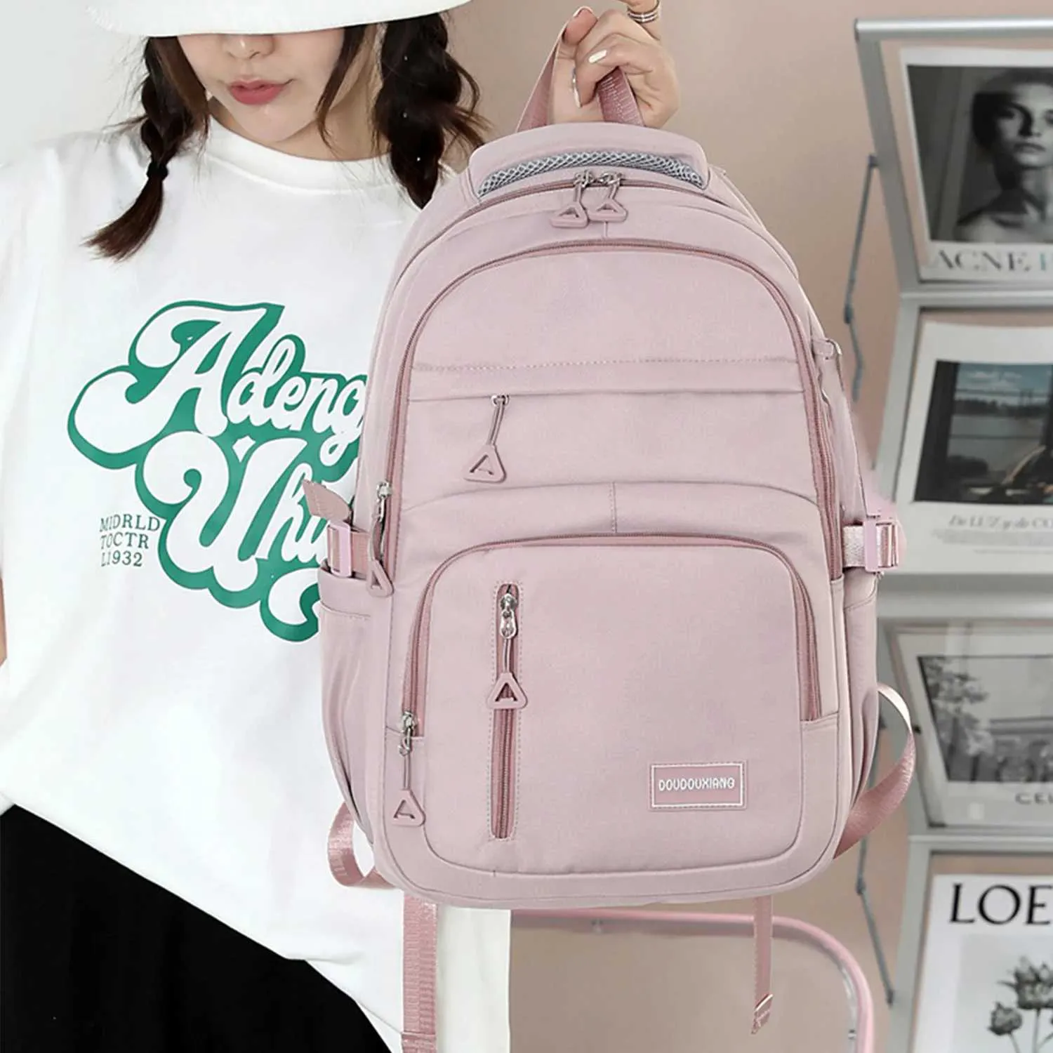 Verstellbarer Schultergurt, Reiserucksack, mehrere Taschen, ultraleichter Tagesrucksack, große Kapazität für die Schule, ArbeitC241011_voghion.com
