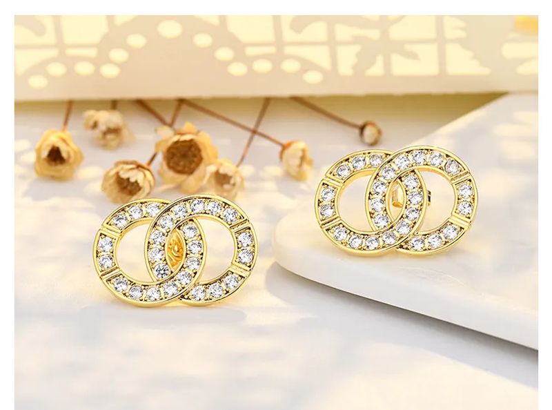 Boucles d'oreilles haut de gamme en zircon plaqué or pour femme, style célébrité d'Internet_voghion.com