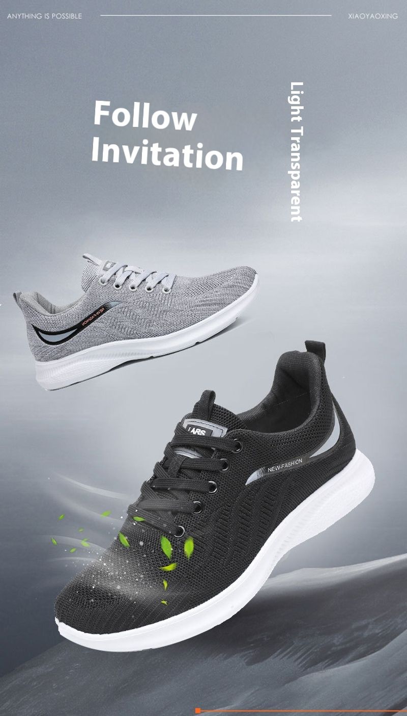 Scarpe da corsa casual versatili da uomo, estive, nuove, con suola spessa, in mesh traspirante, intrecciate, con motivo a mosca, marea_voghion.com