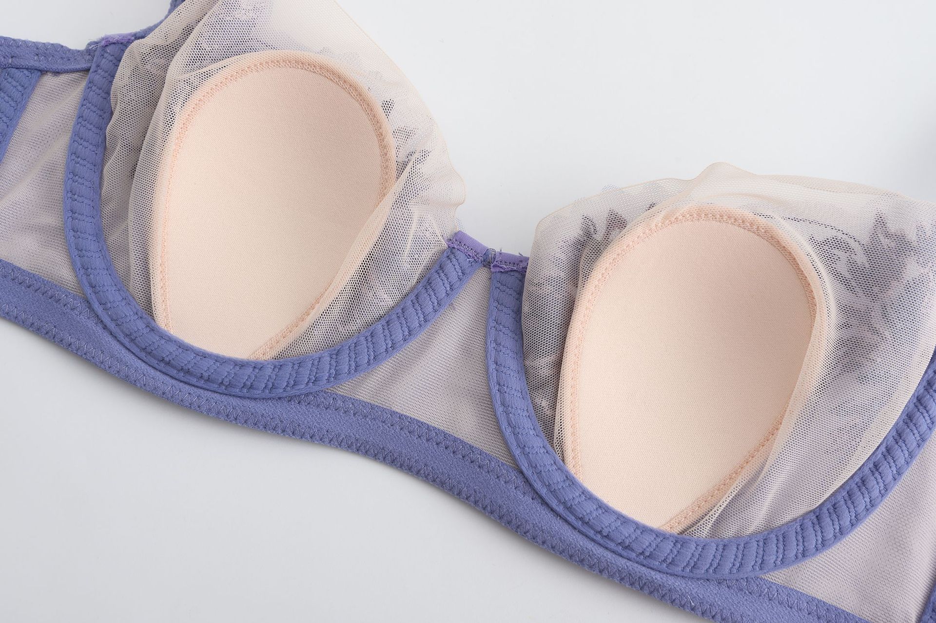 New French style thin rabbit ear cup embroidered lace sexy lingerie small chest display large gathering bra set_voghion.com