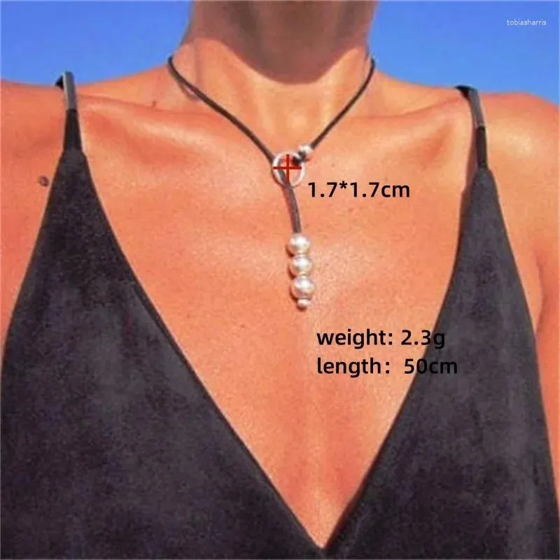 Catene Donna Gioielli Vintage Sul Collo Accessori 2024 Moda Regolabile Lunga Catena di Corda con Ciondolo ad Anello Cerchio_voghion.com