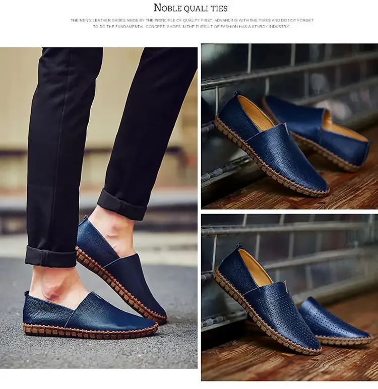 Grande taille 48 49 en cuir véritable plat hommes blanc doux espadrilles décontractées mâle confortable marche conduite chaussures mocassins mocassins_voghion.com