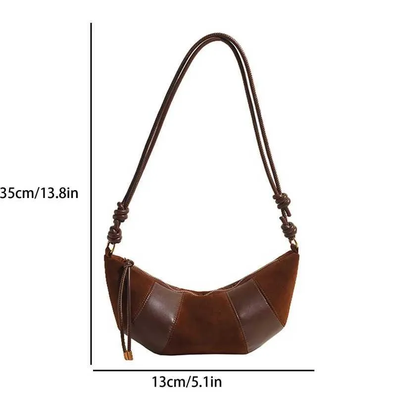 Női Vintage Félhold Crossbody Táska Kis Válltáska Hosszú Pánttal C241217_voghion.com