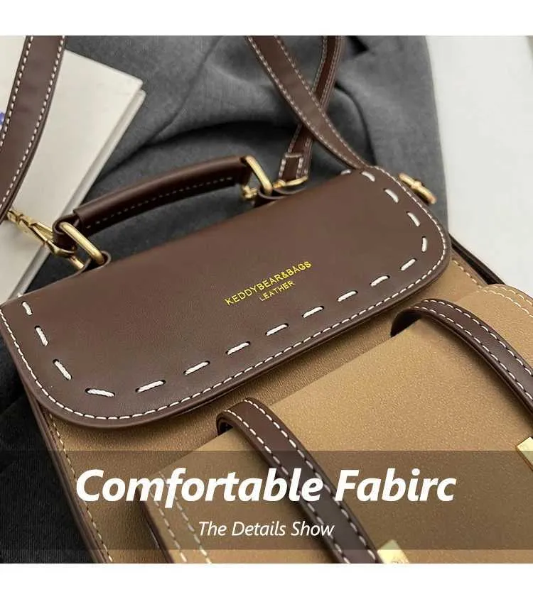 Vintage Farbblock Rucksack Und Umhängetasche Für Damen_voghion.com