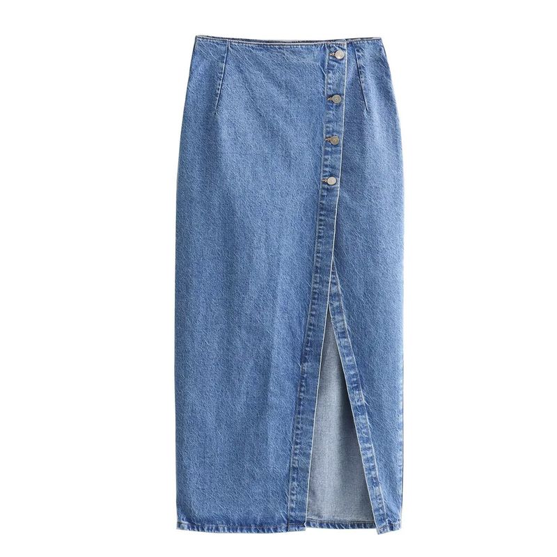 Damenbekleidung Ärmellose Weste hoch taillierter Brustrock Denim zweiteiliger Anzug_voghion.com