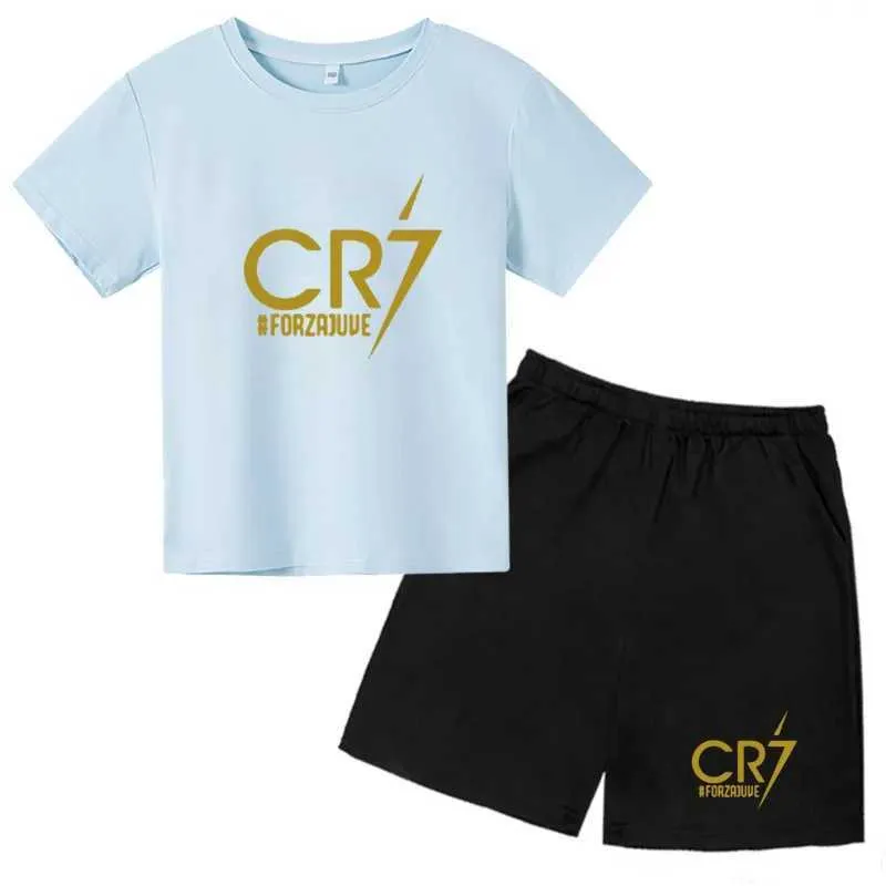 Summer Kid Boy Clothes Set Children Girls Football CR7 Star Printed T-shirts And Shorts 2 Pieces Suit Topm Bottom_voghion.com