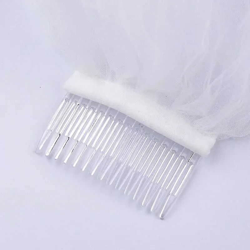 Hair Jewelry White Two Layers Veils Lace Edge Sexy Short Waist Length Wedding with Comb Dress Veil for Bride_voghion.com